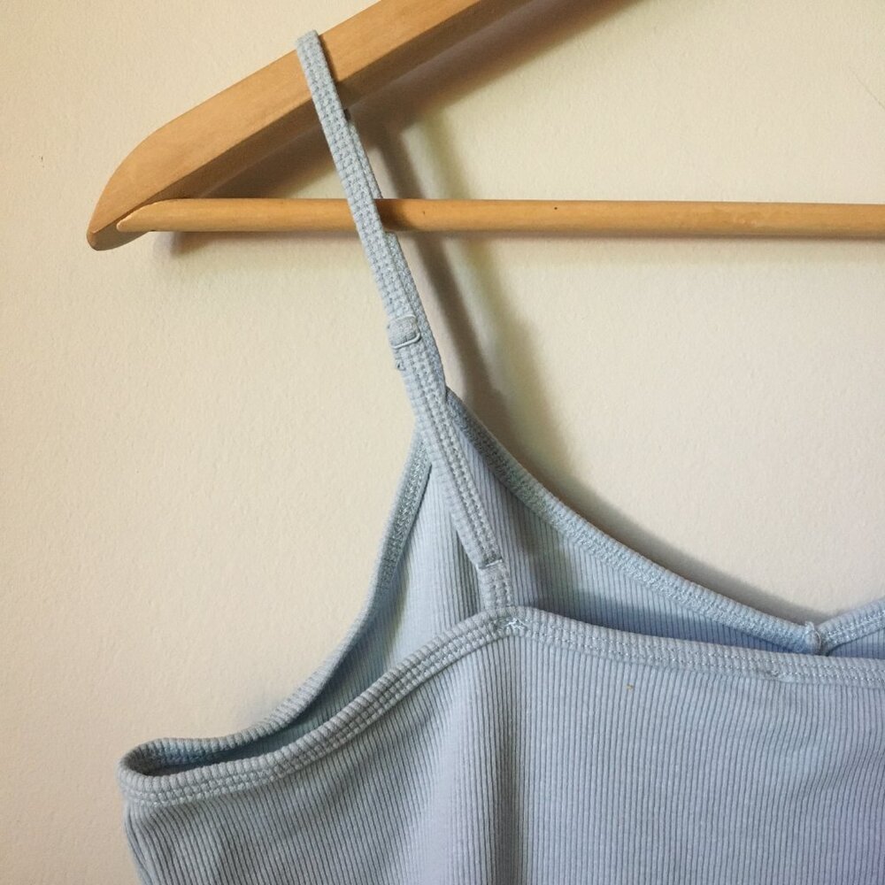 Ricki's Ice Blue Ribbed V-Neck Cotton Camisole Adjustable Straps - Picture 5 of 14